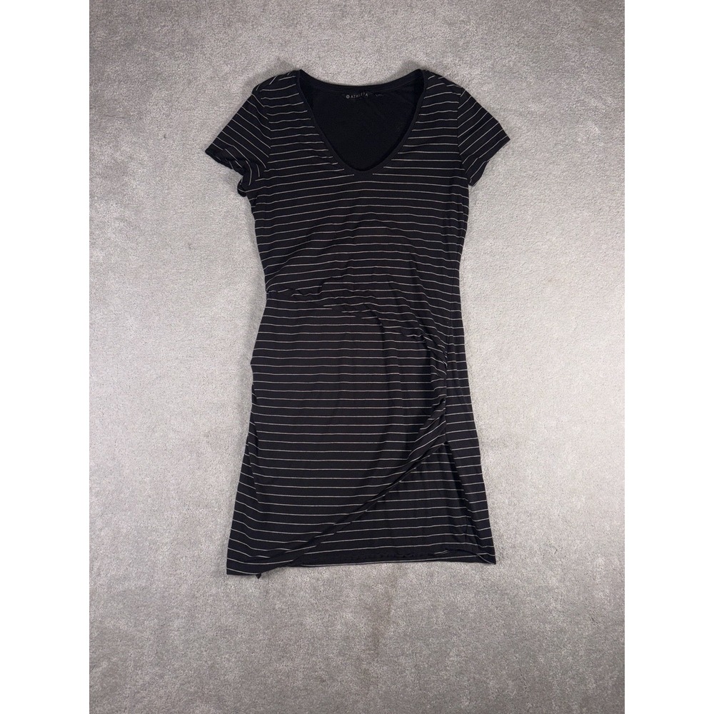 athleta‎ central stripe dress black medium